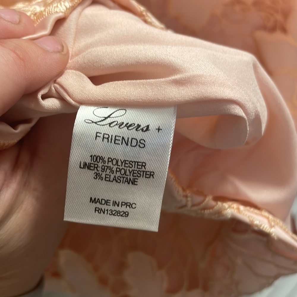NWT Lovers + Friends Early Piece-Pink/Peach Stunning Embroidered Overlay Dress - Picture 4 of 9